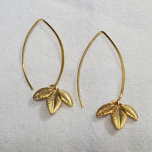 Tri-Leaf Drop Dangle Earrings